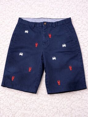 Brooks Brothers Navy Embroidered Lobster Shorts Men’s 33 Preppy Coastal Crab